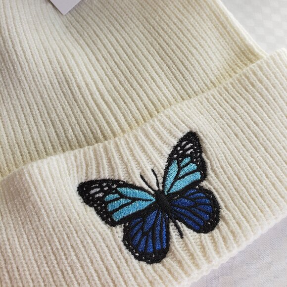 Knit Hat with butterfly embroidered - NWT - Picture 2 of 4